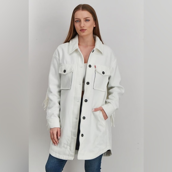 Levi’s Women Light Cream Fringe Fashion Jacket. - Picture 1 of 10